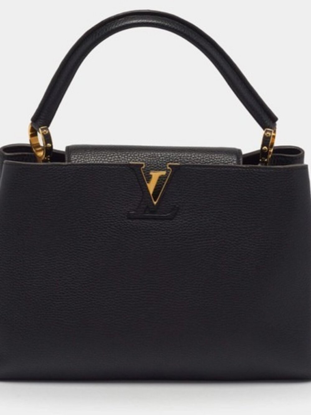 Louis Vuitton Black Taurillon Leather Studded Capucines PM Bag